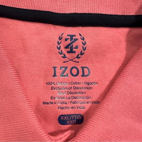 Izod Solid Pink Short Sleeve Two Button Polo Shirt Size XXL - Picture 5 of 7